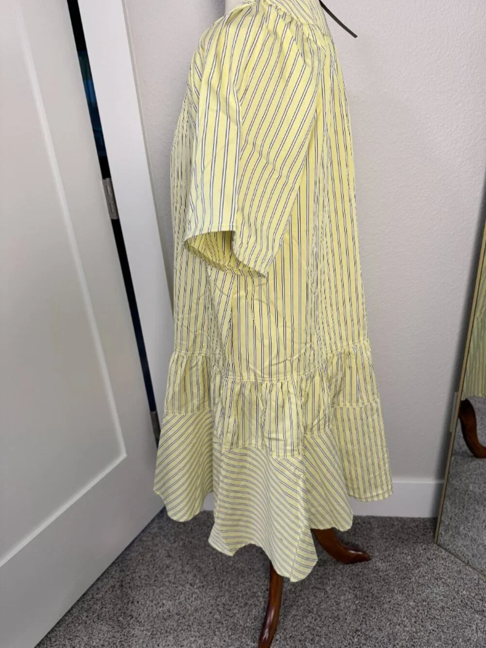 J.Crew NWT Tiered Popover Dress Striped Cotton Poplin Green Sweet Pea M Tall